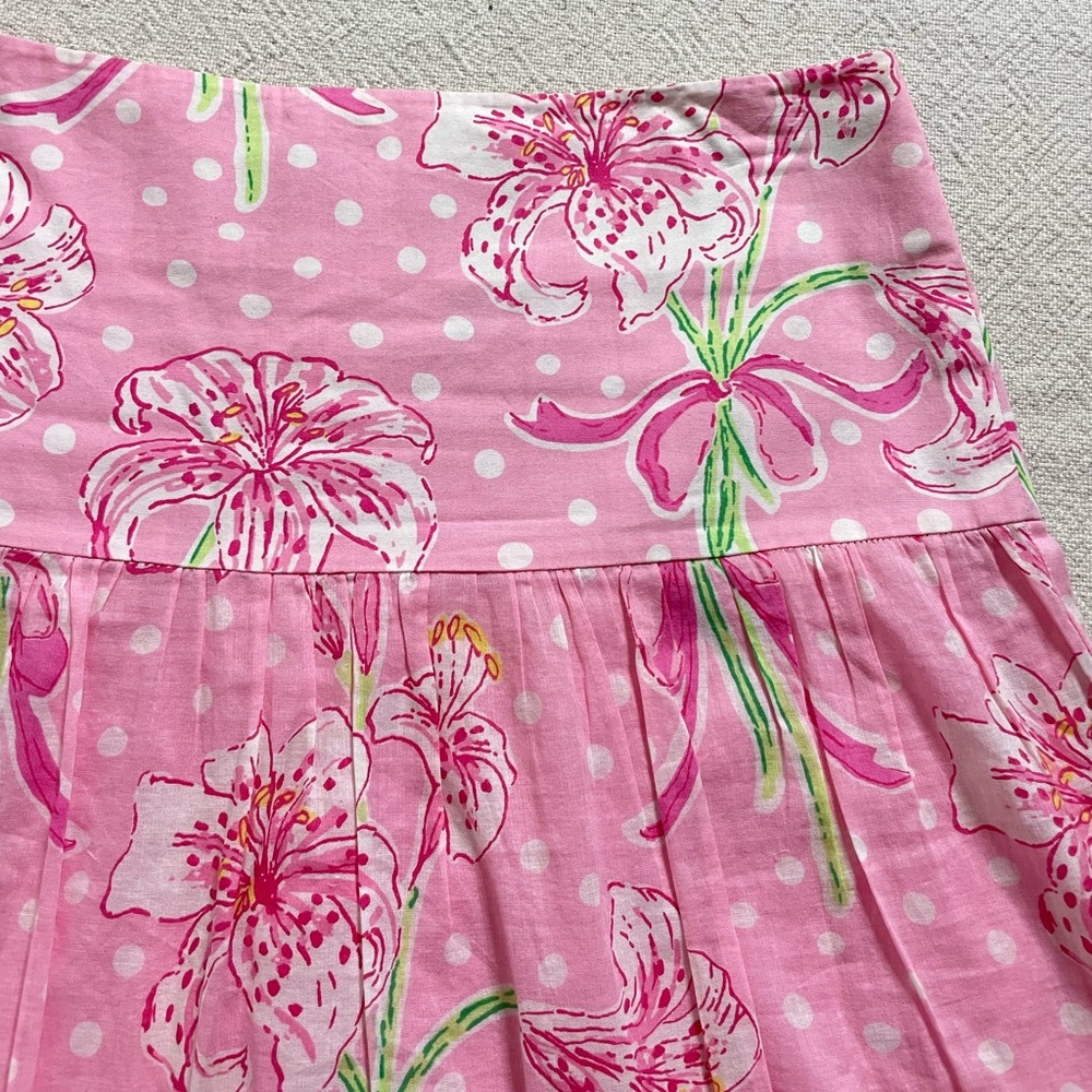 VTG Y2K Lilly Pulitzer Nikita Pink Floral Ruffle Mini Skirt S - Picture 3 of 6